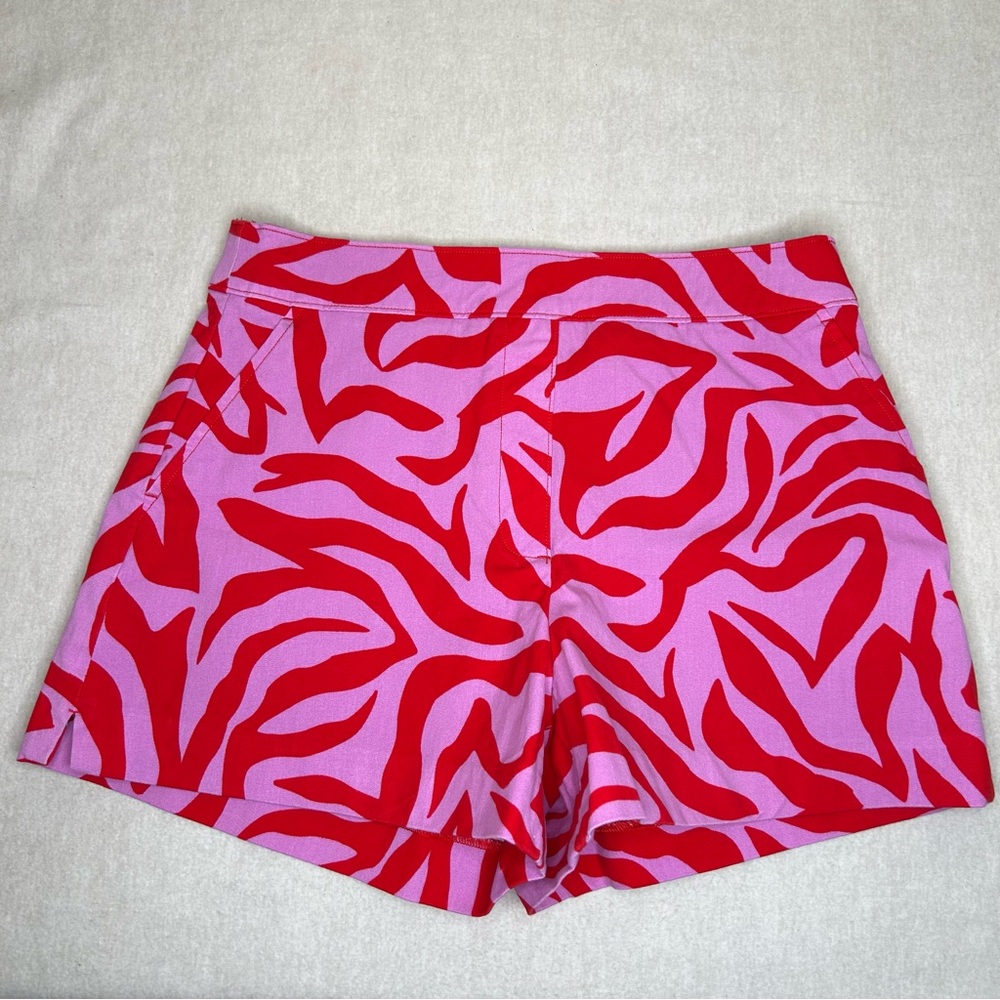 SPANX Women‎ On The Go True red pink zebra Stripe printed pull on shorts Size XS